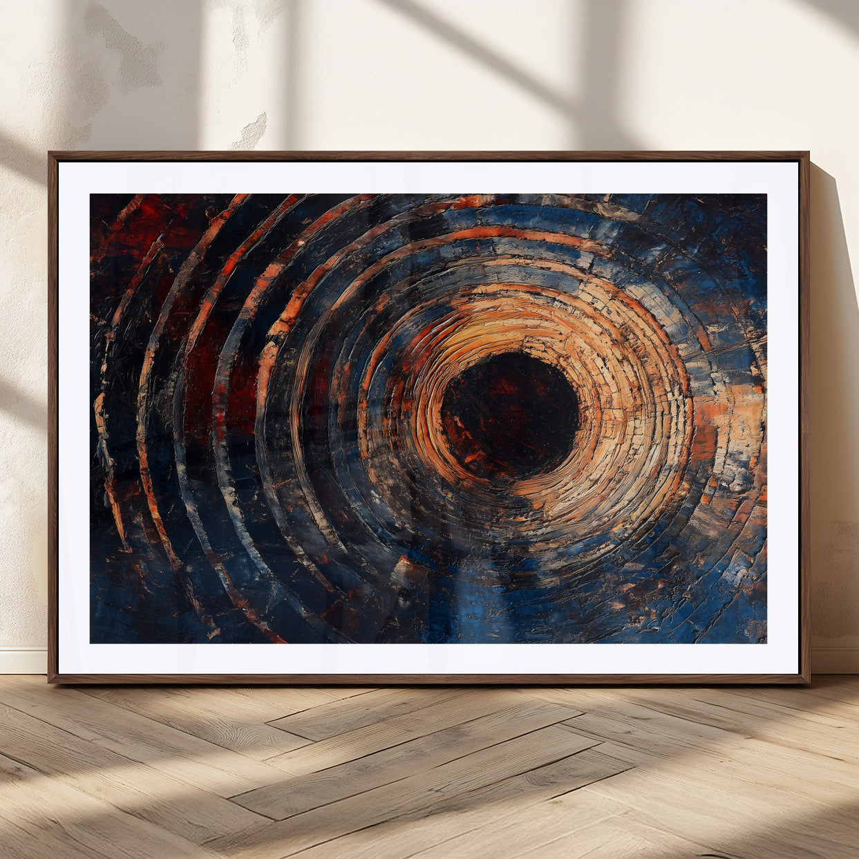 Wood Tree Ring Wall Art Print - Natural Wood Canvas Print, featuring an intricate tree ring pattern with organic textures, perfect for rustic and nature-inspired decor.