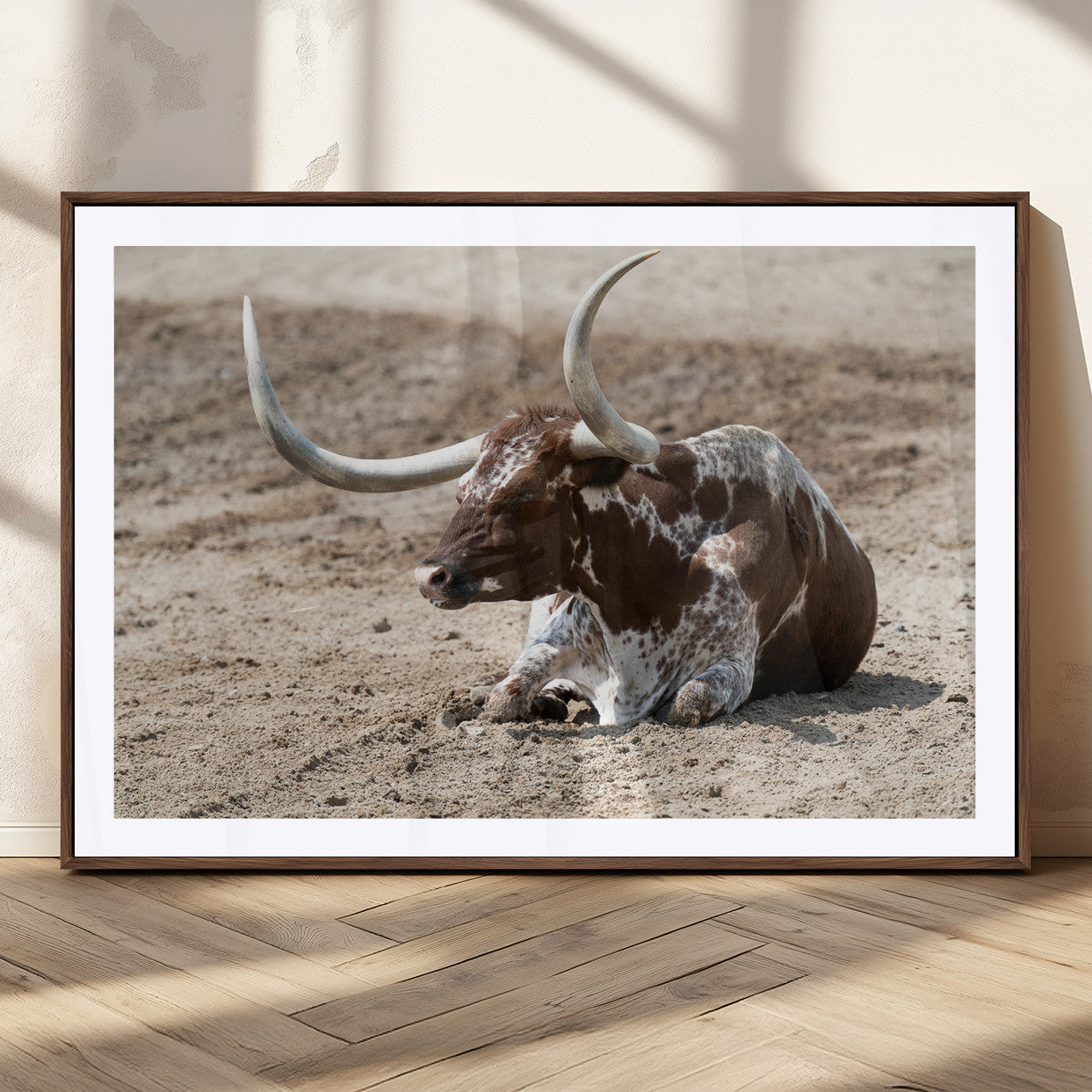 Texas Longhorn Wall Art Canvas Print, Framed Country Living Art Picture Print, Farmhouse Aesthetic Perfect Western Rustic Decor Artwork