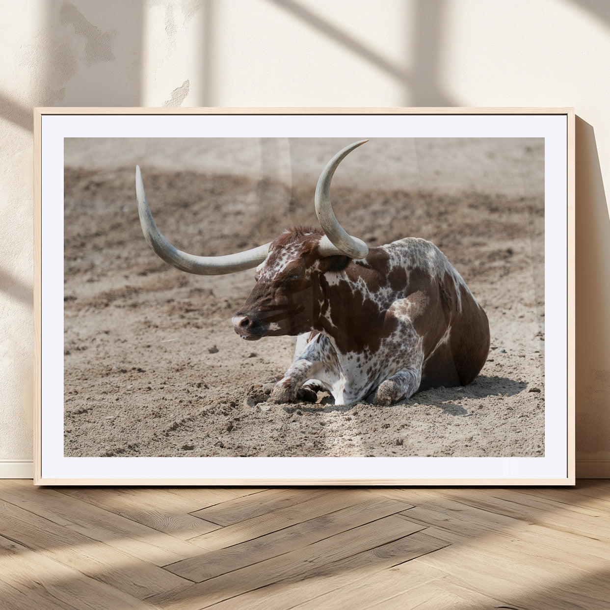 Texas Longhorn Wall Art Canvas Print, Framed Country Living Art Picture Print, Farmhouse Aesthetic Perfect Western Rustic Decor Artwork