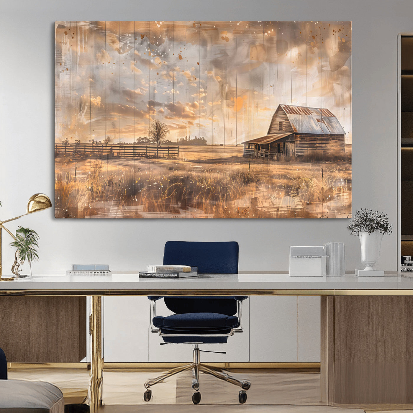Rustic Farmhouse Wall Decor, Old Barn Painting, Southwestern Canvas Print, Home Improvement, Modern Farmhouse Wall Art, Home Decor,Home Gift