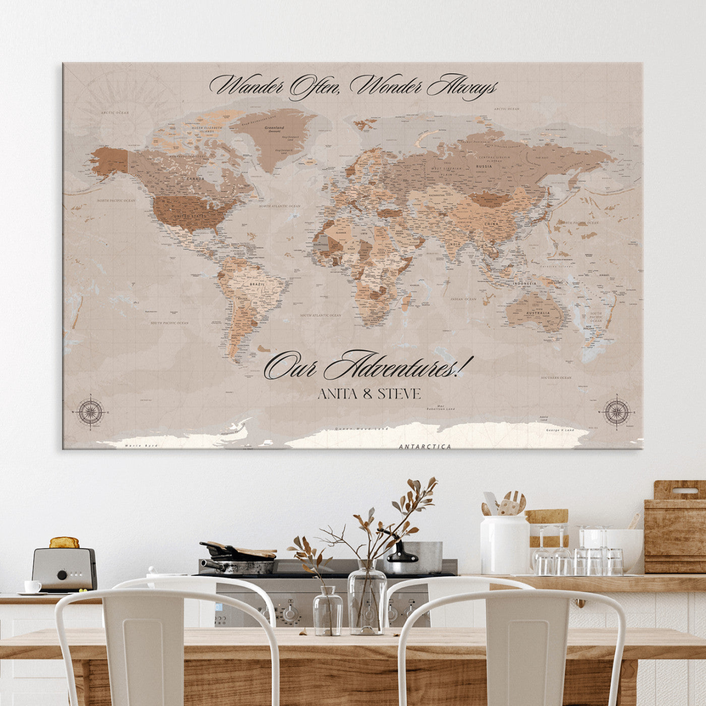 95243244-MGV-CV-36X24-Custom Push Pin World Map Wall Canvas Print – Personalized Map for Travel Lovers - Large Personalized Gift for Home Office Decor