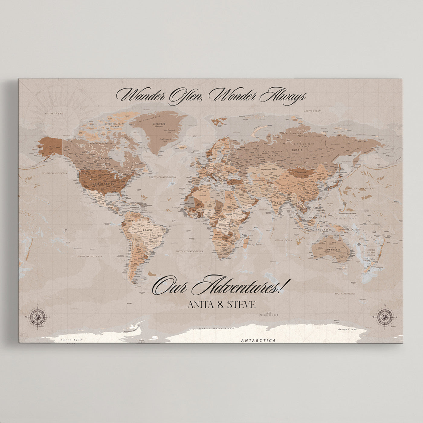 95243244-MGV-CV-36X24-Custom Push Pin World Map Wall Canvas Print – Personalized Map for Travel Lovers - Large Personalized Gift for Home Office Decor