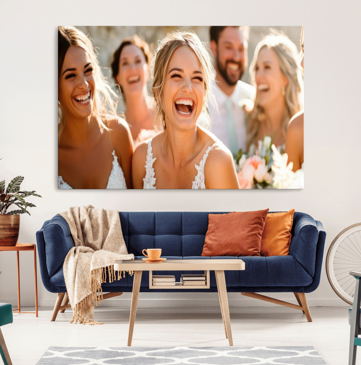 MGV-CV-36X24 - Joyful Wedding Wall Art – Laughing Bride and Bridesmaids Canvas Print, Romantic Celebration Photography Decor for Bedroom, Living Room, or Wedding Gift