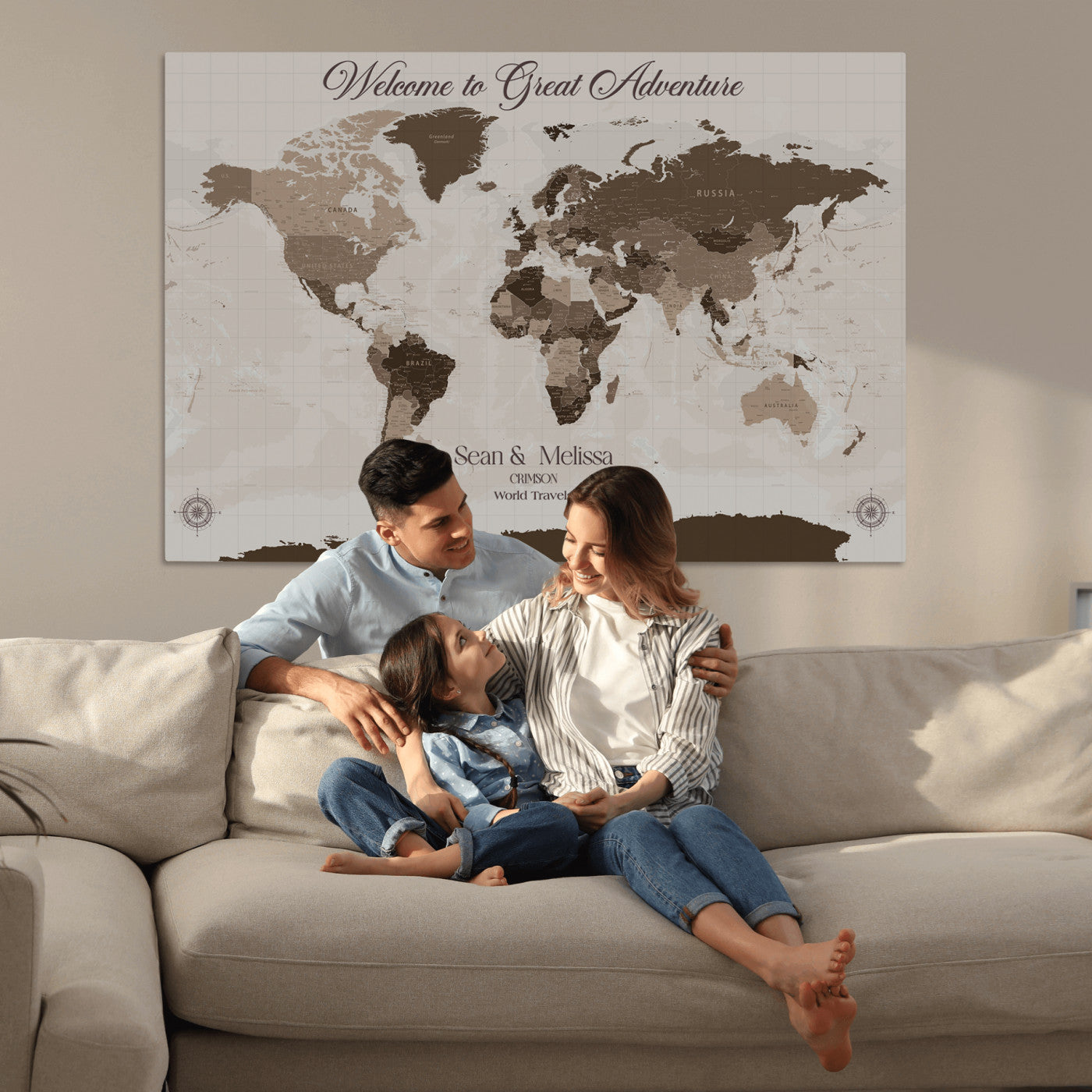 49871705-MGV-CV-36X24-Push Pin Customize World Map Wall Canvas Print – Personalized Travel Tracker with Pins – Custom Wall Art Canvas for Home Office Decor
