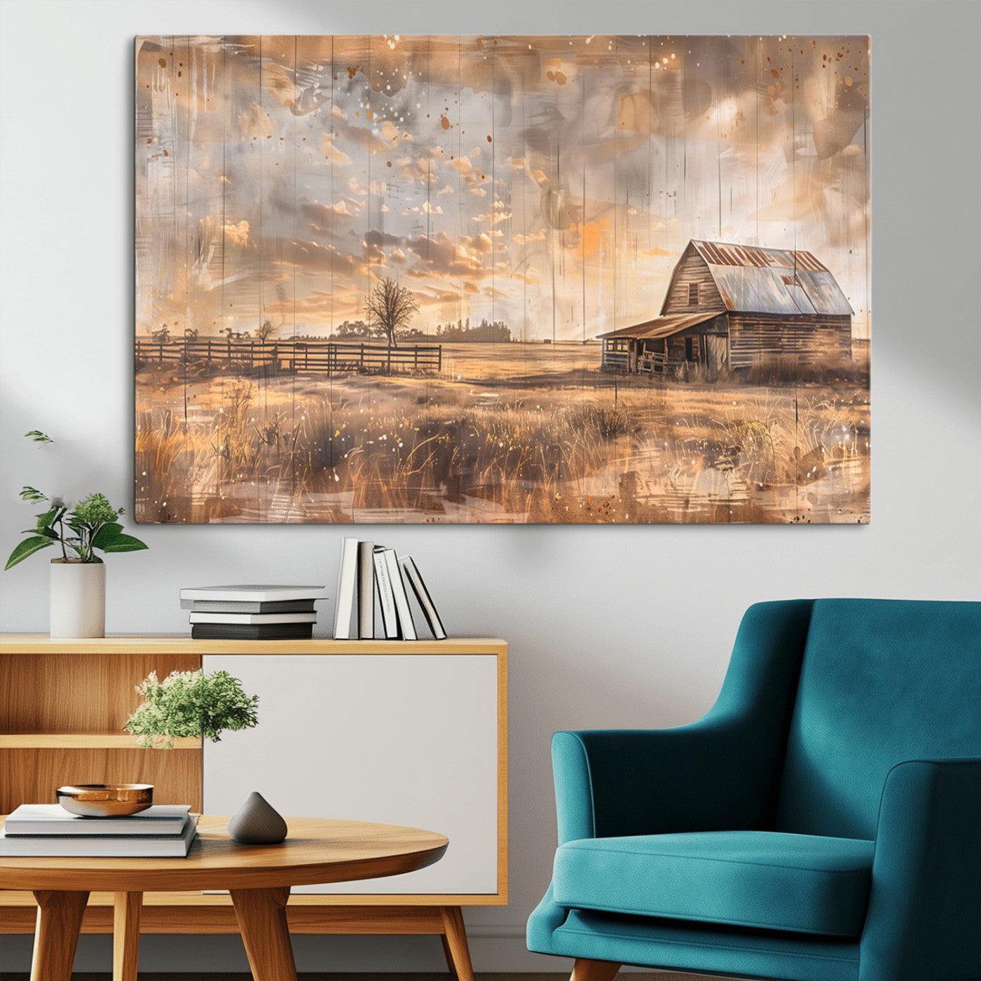 Rustic Farmhouse Wall Decor, Old Barn Painting, Southwestern Canvas Print, Home Improvement, Modern Farmhouse Wall Art, Home Decor,Home Gift