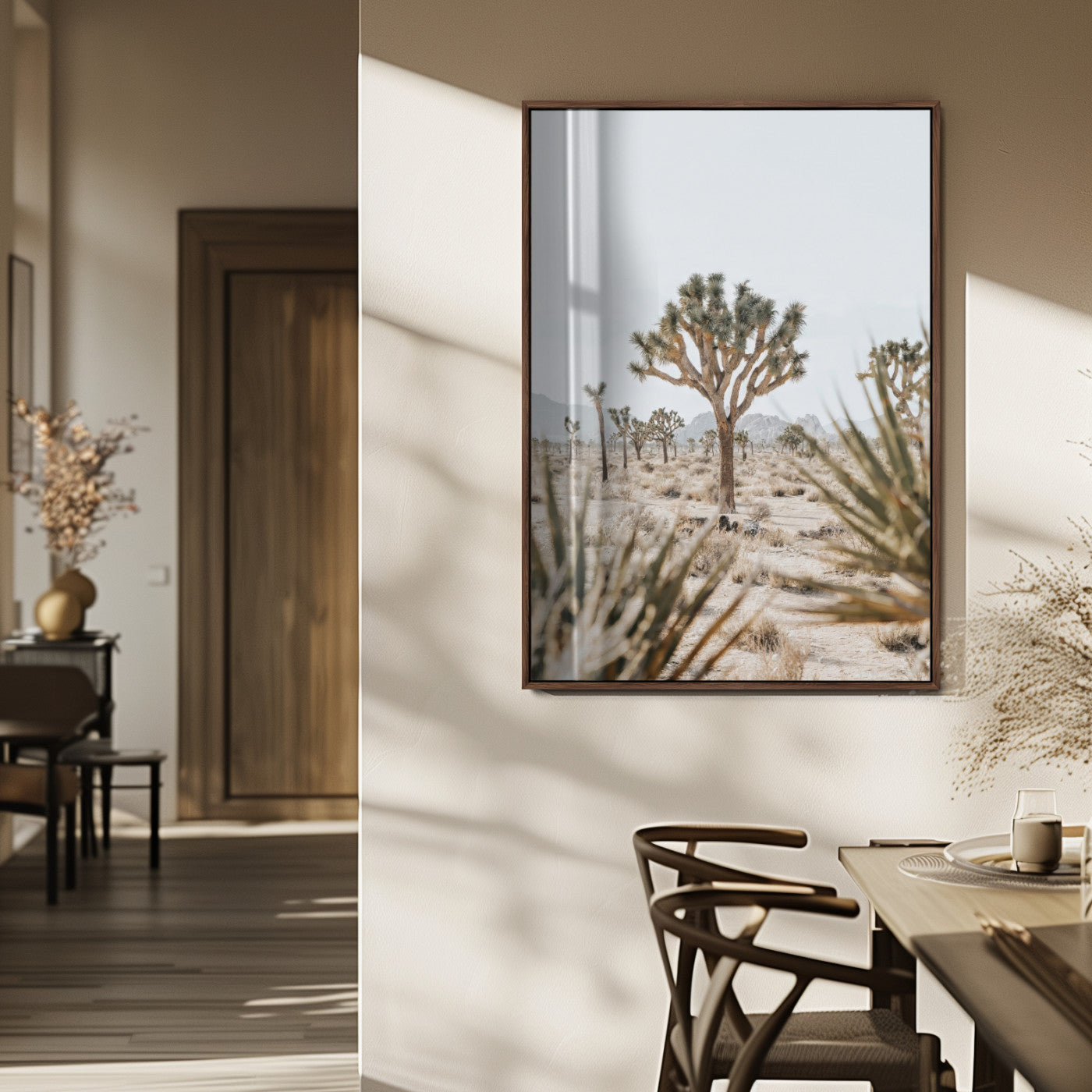 Wall art of a Joshua Tree in soft neutral tones, perfect for desert-inspired or Southwestern minimalist home decor.