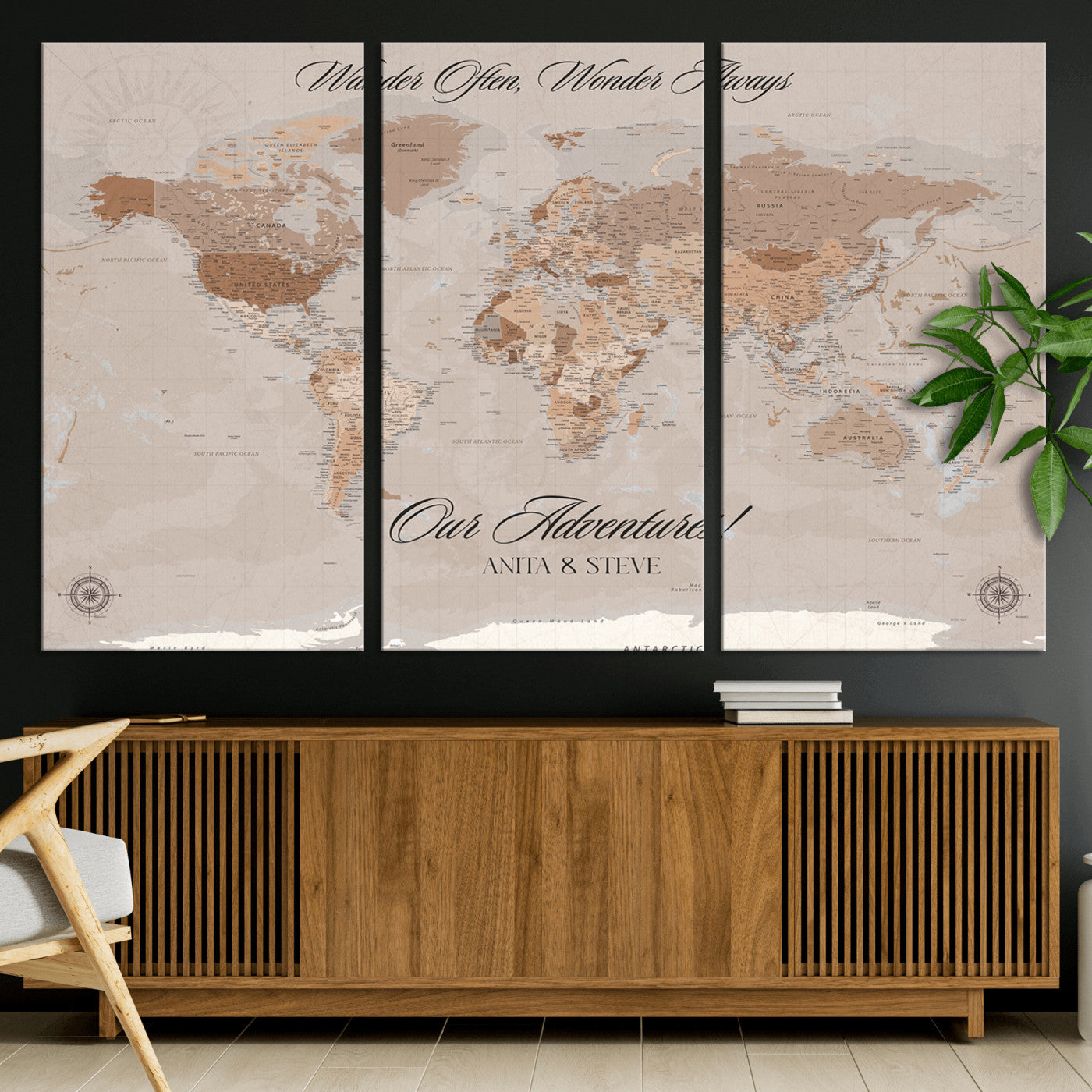 95243244-MGV-CV-36X24-Custom Push Pin World Map Wall Canvas Print – Personalized Map for Travel Lovers - Large Personalized Gift for Home Office Decor