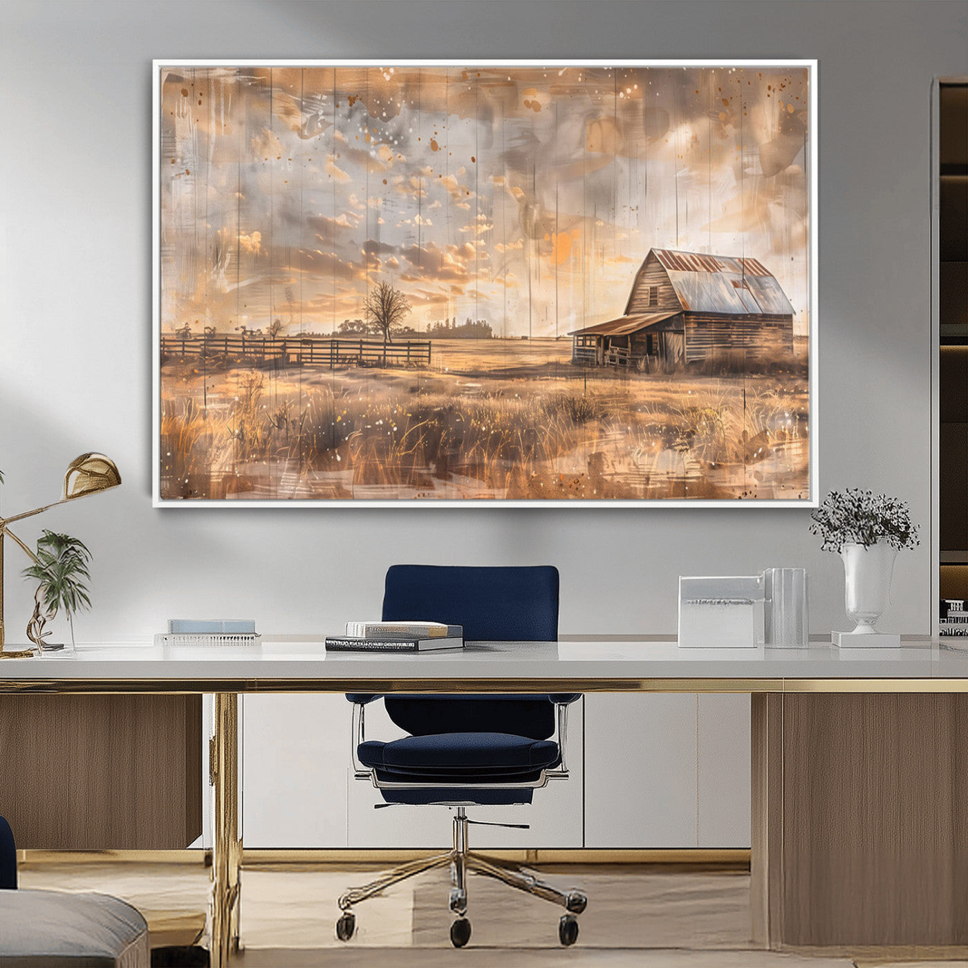 Rustic Farmhouse Wall Decor, Old Barn Painting, Southwestern Canvas Print, Home Improvement, Modern Farmhouse Wall Art, Home Decor,Home Gift