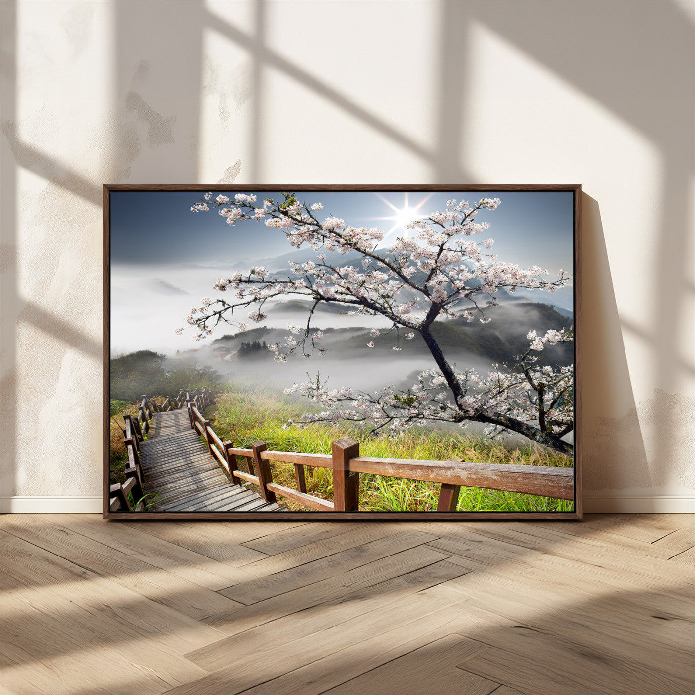 Sakura Cherry Blossom Pathway Canvas Wall Art – Tranquil Walk Through Blossoming Nature – Ready to Hang