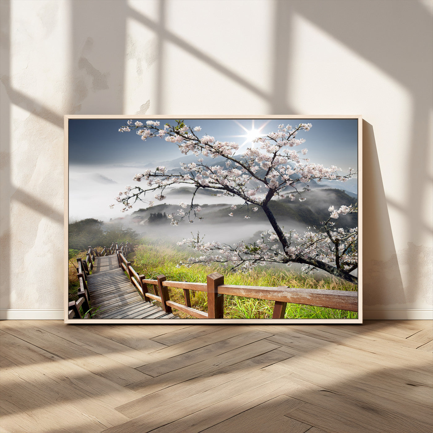 Sakura Cherry Blossom Pathway Canvas Wall Art – Tranquil Walk Through Blossoming Nature – Ready to Hang