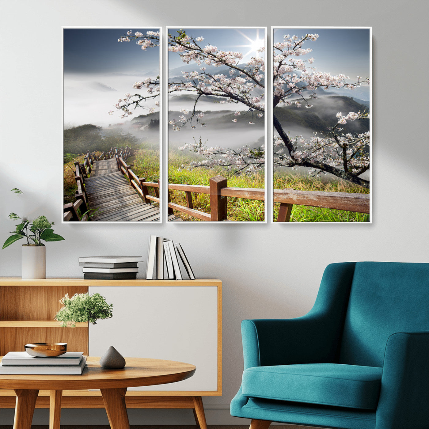 Sakura Cherry Blossom Pathway Canvas Wall Art – Tranquil Walk Through Blossoming Nature – Ready to Hang