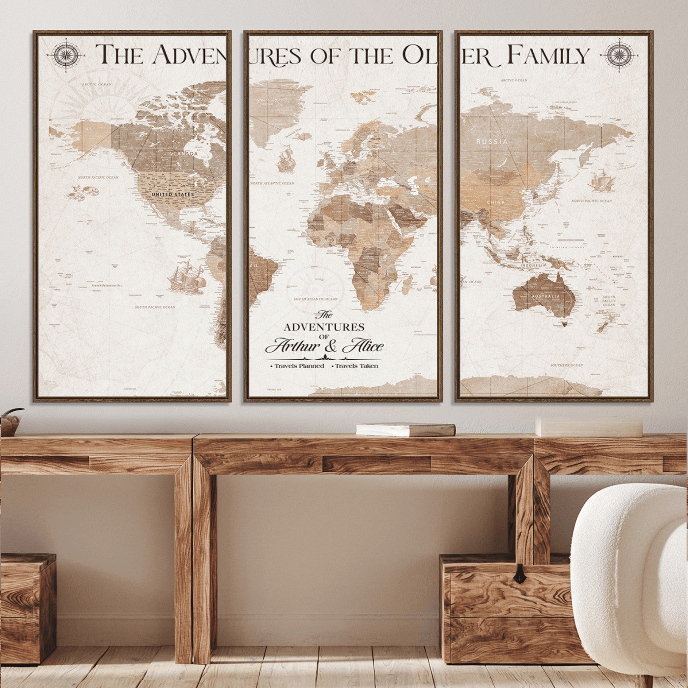 58395047-MGV-CV-36X24-Custom Push Pin World Map Wall Canvas Print – Personalized Travel Tracker with Pins – Framed Large Multi-Size Canvas for Home Office Decor