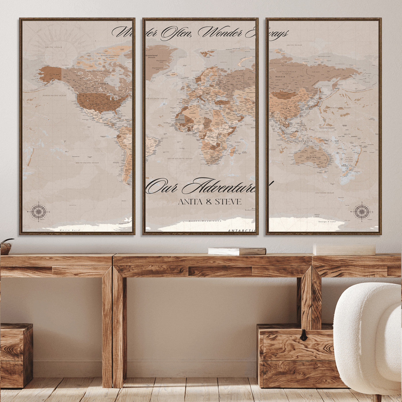 95243244-MGV-CV-36X24-Custom Push Pin World Map Wall Canvas Print – Personalized Map for Travel Lovers - Large Personalized Gift for Home Office Decor