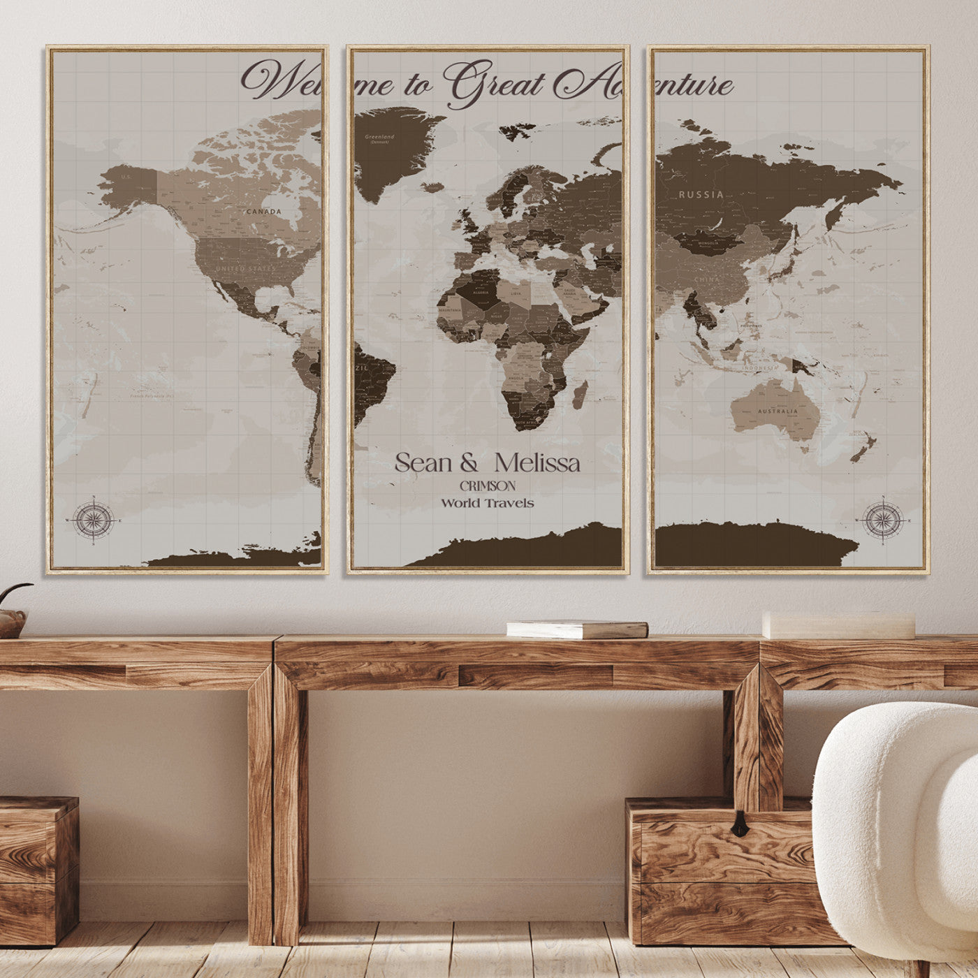 49871705-MGV-CV-36X24-Push Pin Customize World Map Wall Canvas Print – Personalized Travel Tracker with Pins – Custom Wall Art Canvas for Home Office Decor