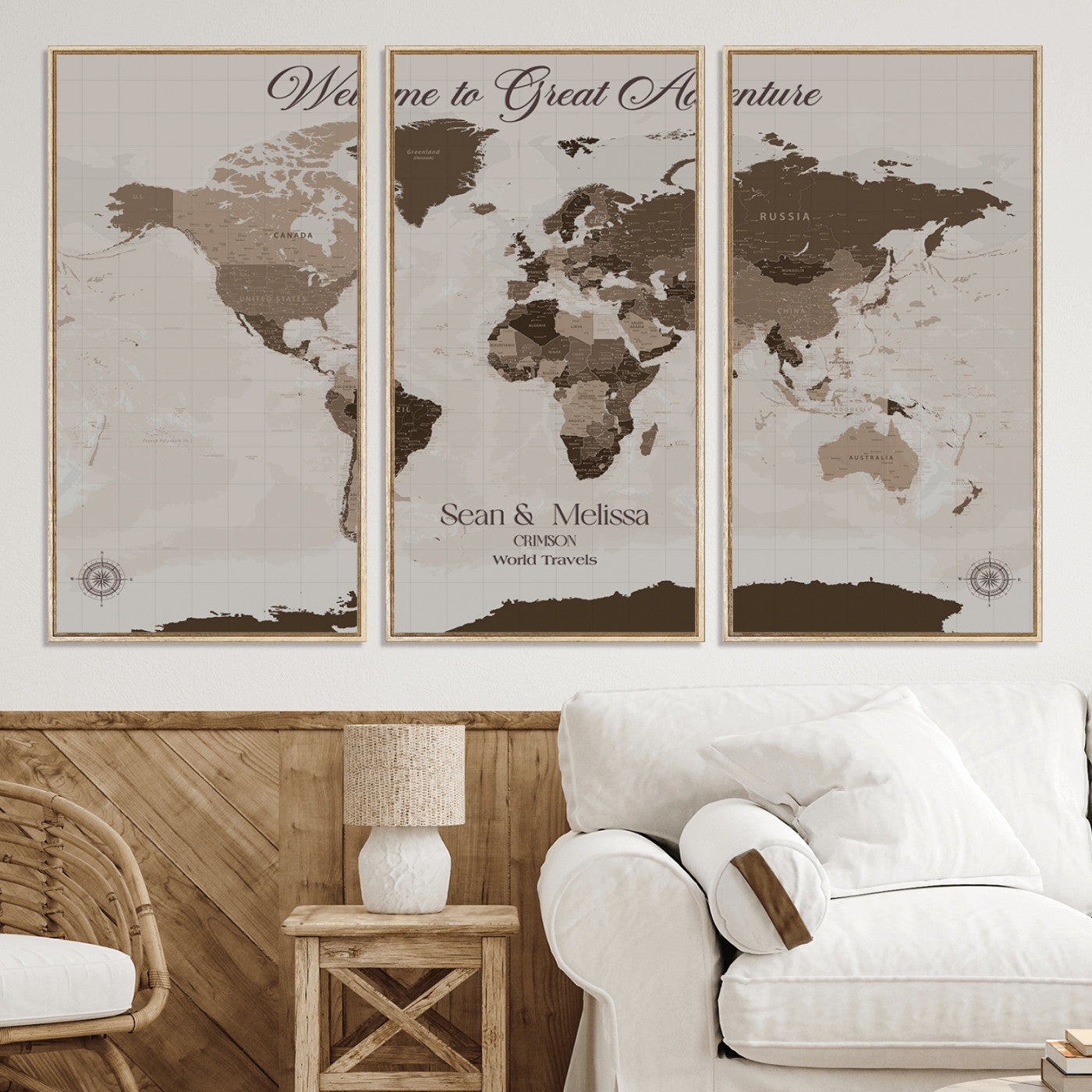 49871705-MGV-CV-36X24-Push Pin Customize World Map Wall Canvas Print – Personalized Travel Tracker with Pins – Custom Wall Art Canvas for Home Office Decor