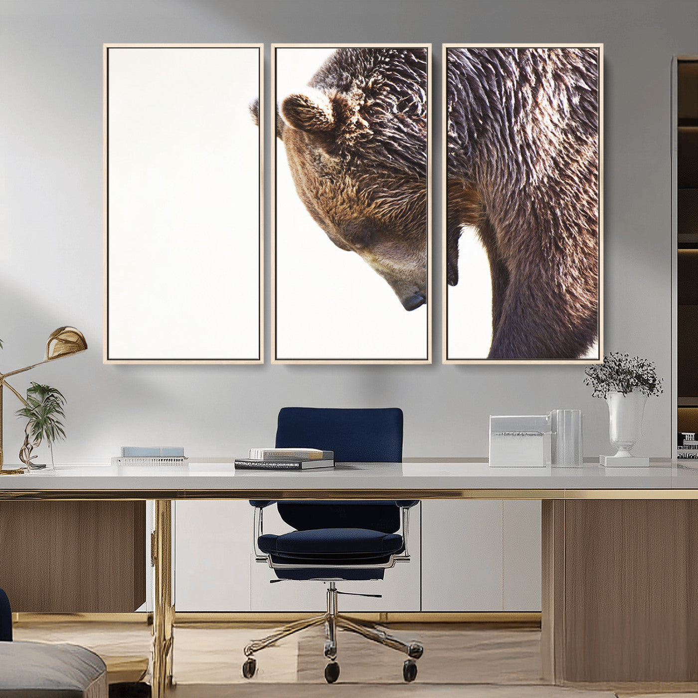 Majestic Bear Portrait - Capture the raw beauty of a bear in a detailed close-up, perfect for your Wall Art Canvas Print collection