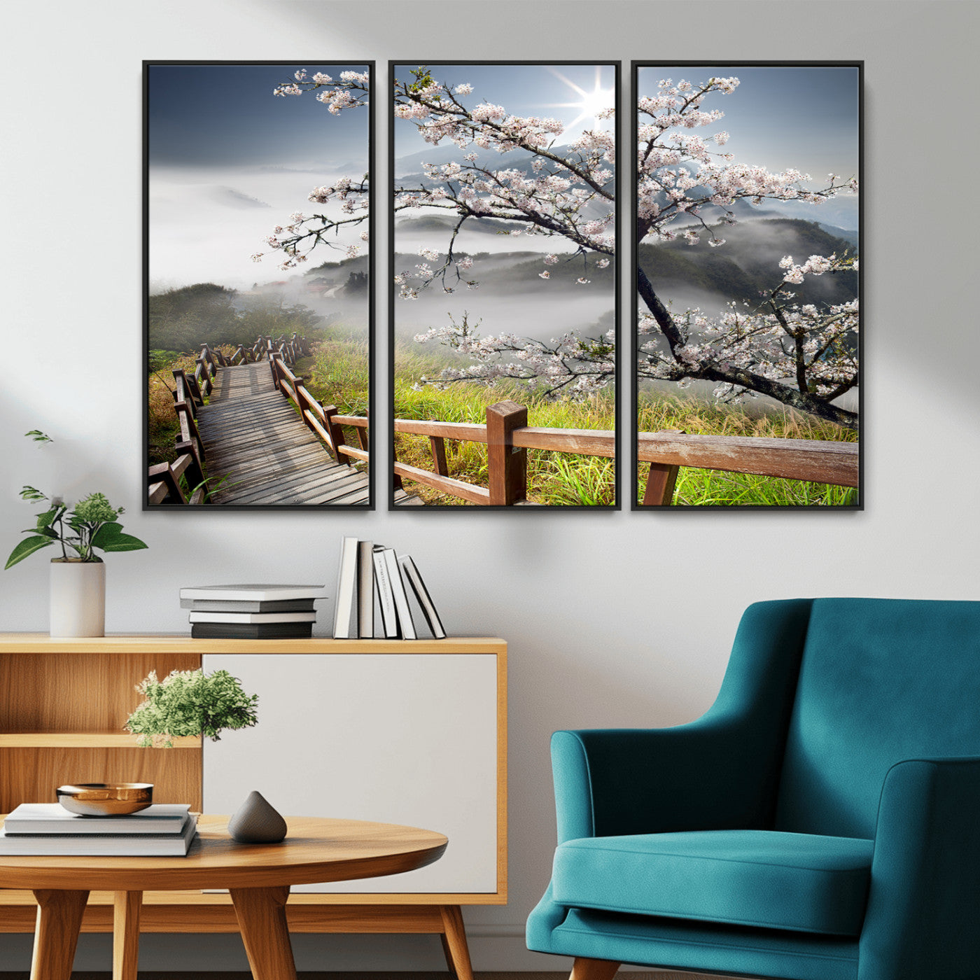 Sakura Cherry Blossom Pathway Canvas Wall Art – Tranquil Walk Through Blossoming Nature – Ready to Hang