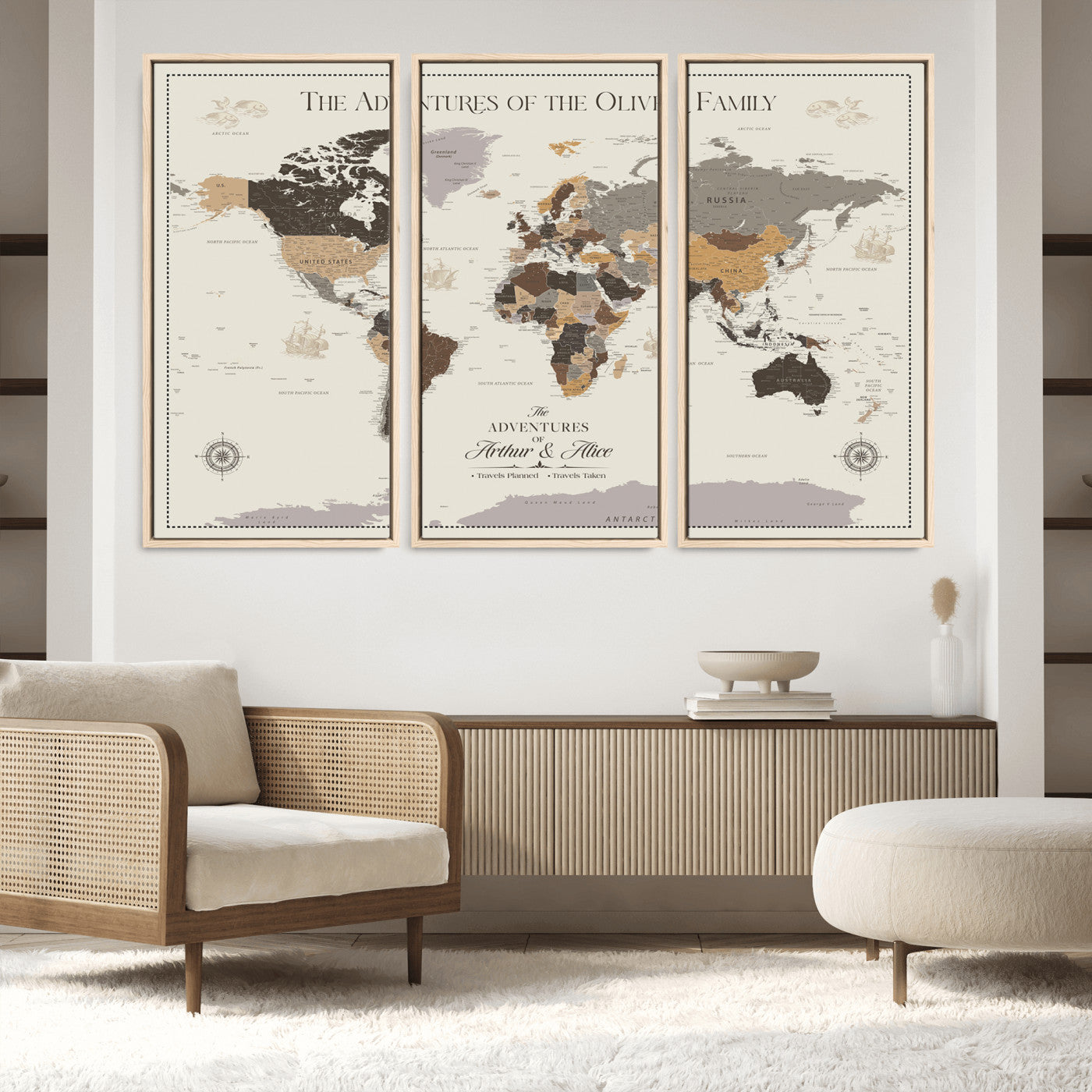 41470751-MGV-CV-36X24-Custom Push Pin World Map Wall Canvas Print – Personalized Travel Tracker with Pins – Framed Large Multi-Size Canvas for Home Office Decor
