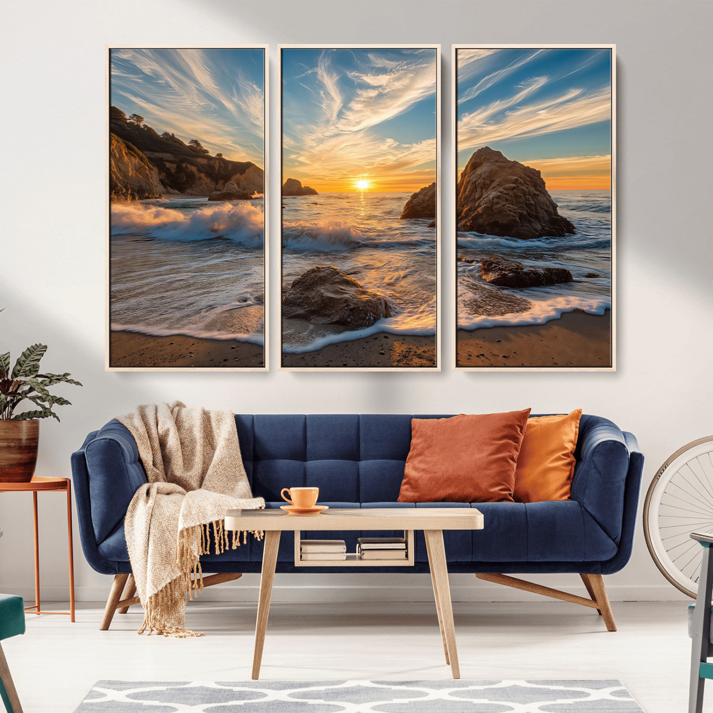 Rocky Ocean Sunset Wall Art Print, Seaside Canvas Wall Art, Dramatic Seascape Canvas Print for Coastal Modern Decor, Ocean Sunset Art Printing