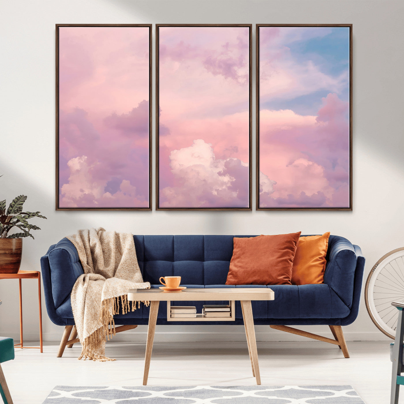 Soft pastel-colored clouds in shades of pink, purple, and blue, creating a dreamy and serene sky perfect for a calming decor touch.