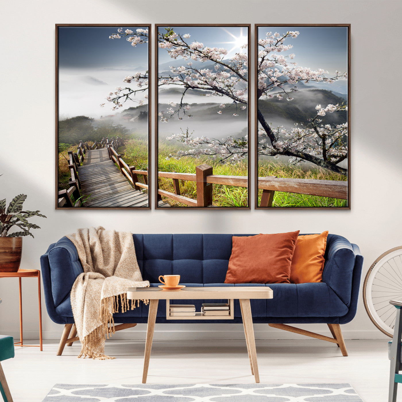 Sakura Cherry Blossom Pathway Canvas Wall Art – Tranquil Walk Through Blossoming Nature – Ready to Hang