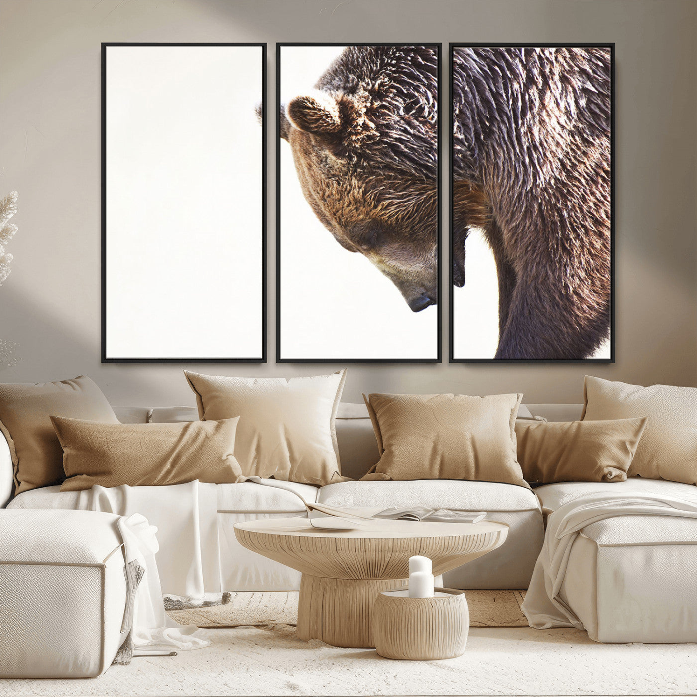 Majestic Bear Portrait - Capture the raw beauty of a bear in a detailed close-up, perfect for your Wall Art Canvas Print collection