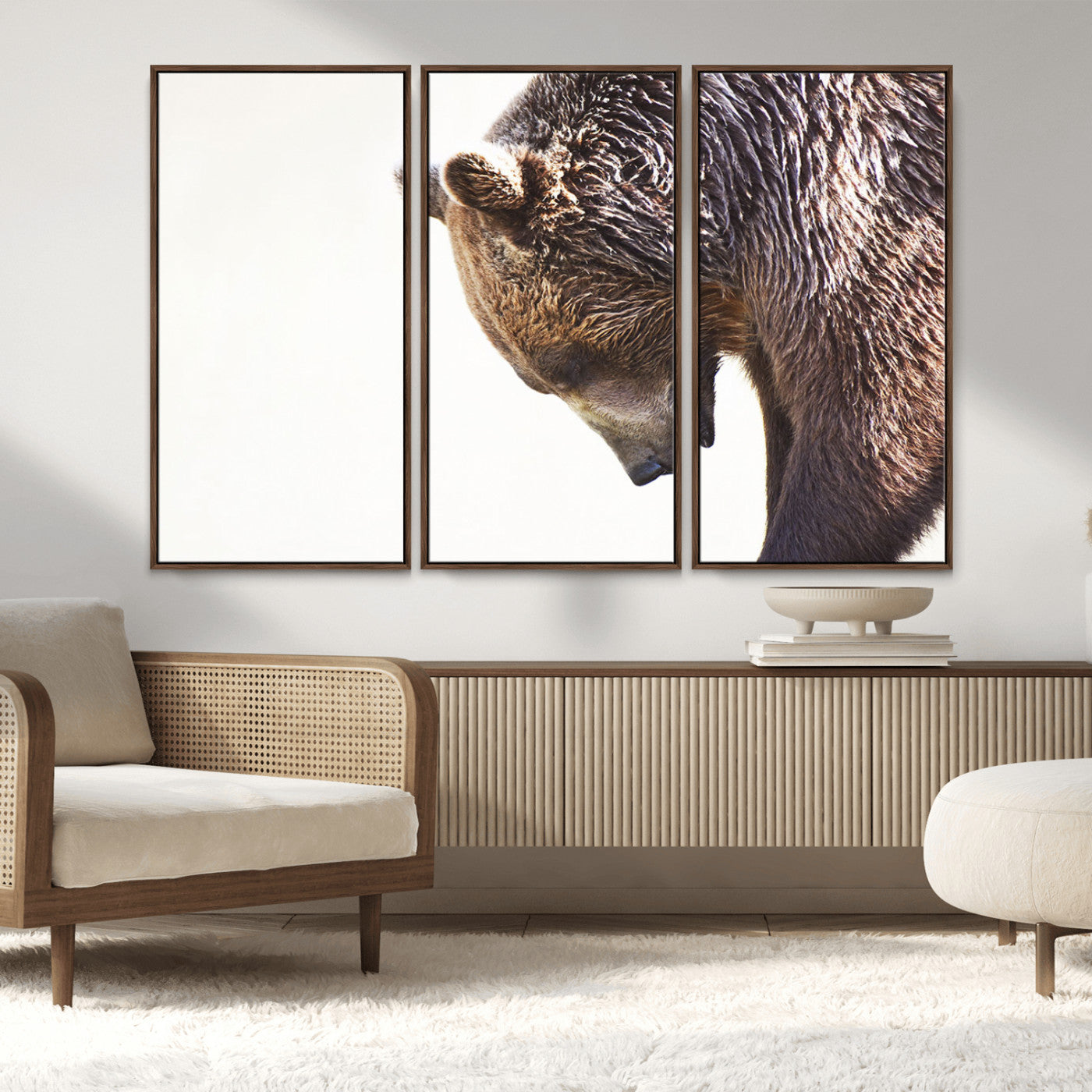 Majestic Bear Portrait - Capture the raw beauty of a bear in a detailed close-up, perfect for your Wall Art Canvas Print collection