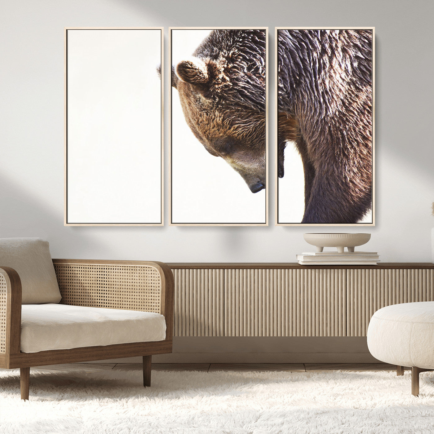 Majestic Bear Portrait - Capture the raw beauty of a bear in a detailed close-up, perfect for your Wall Art Canvas Print collection
