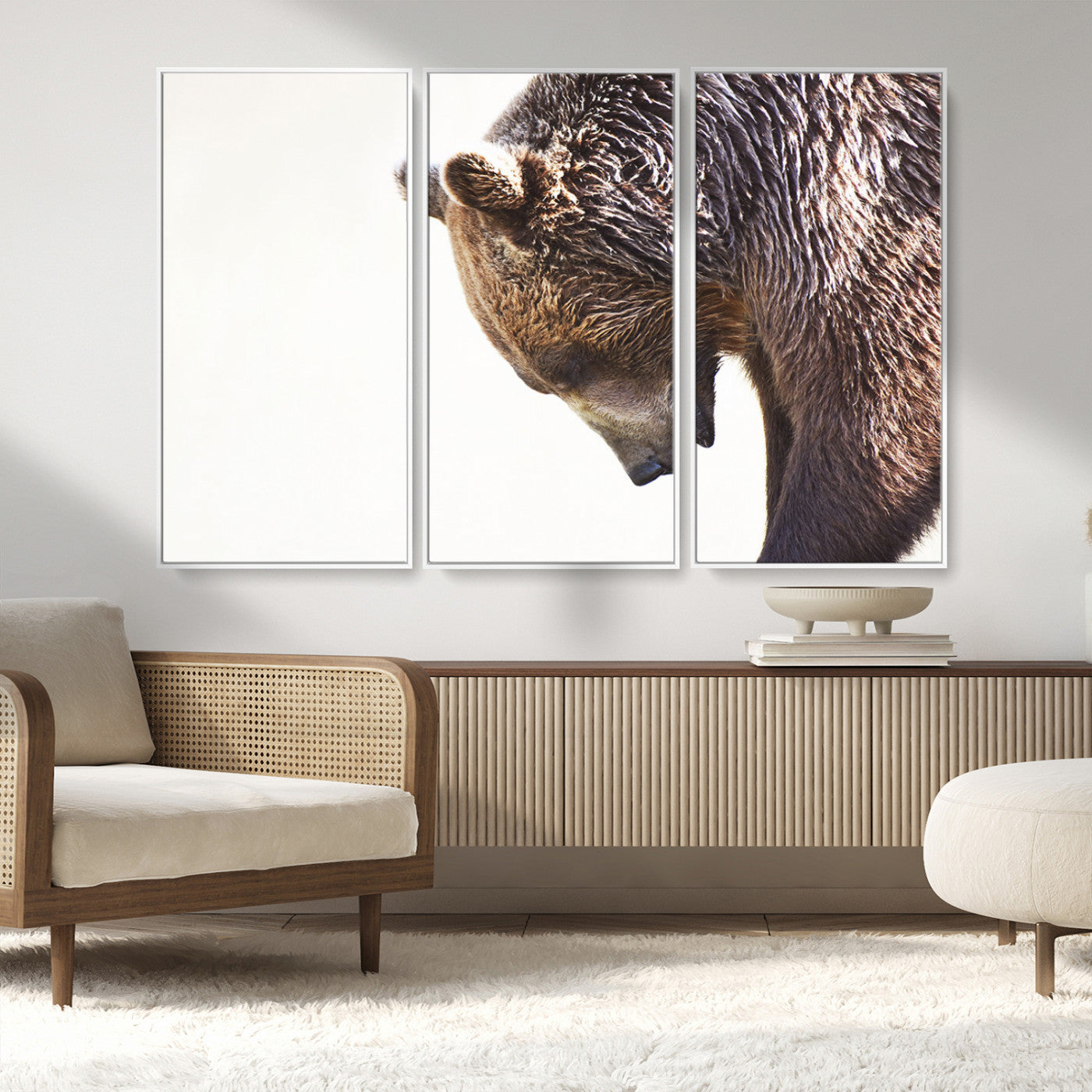 Majestic Bear Portrait - Capture the raw beauty of a bear in a detailed close-up, perfect for your Wall Art Canvas Print collection