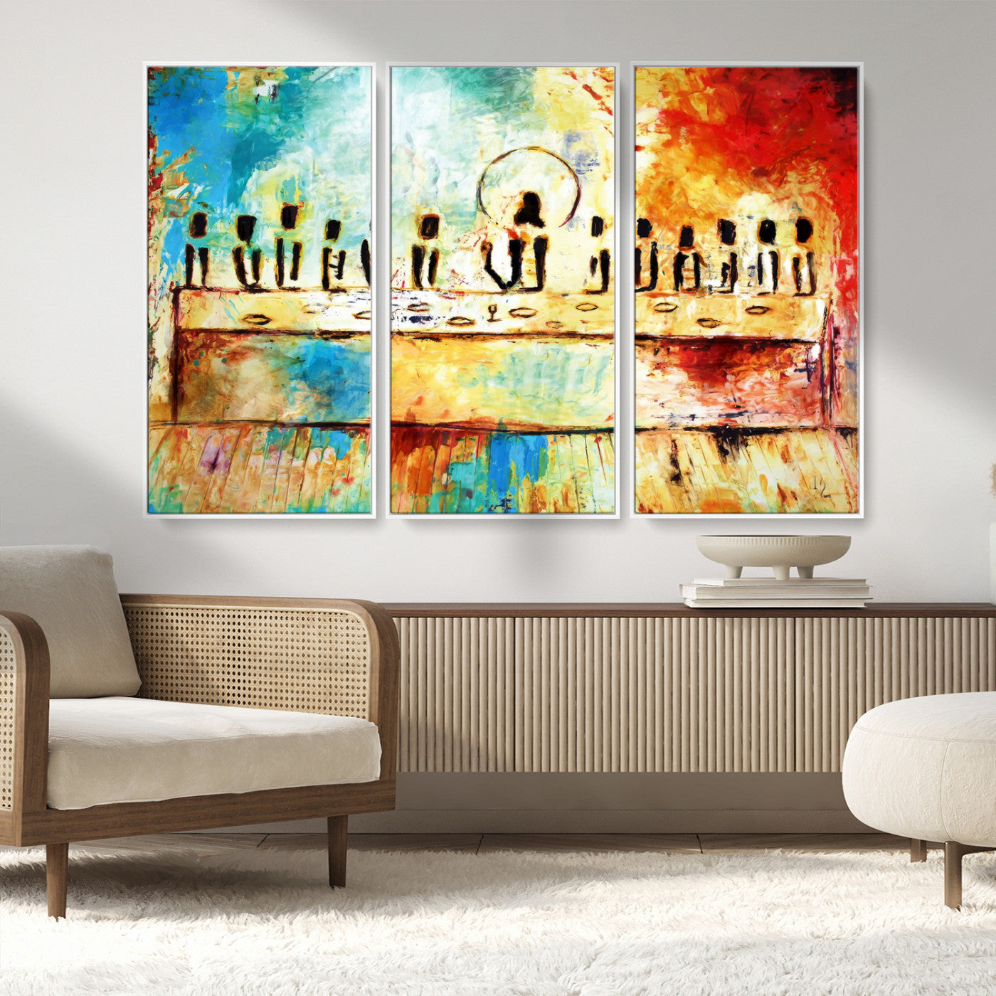 Abstract Last Supper with Apostles Wall Art Canvas Print