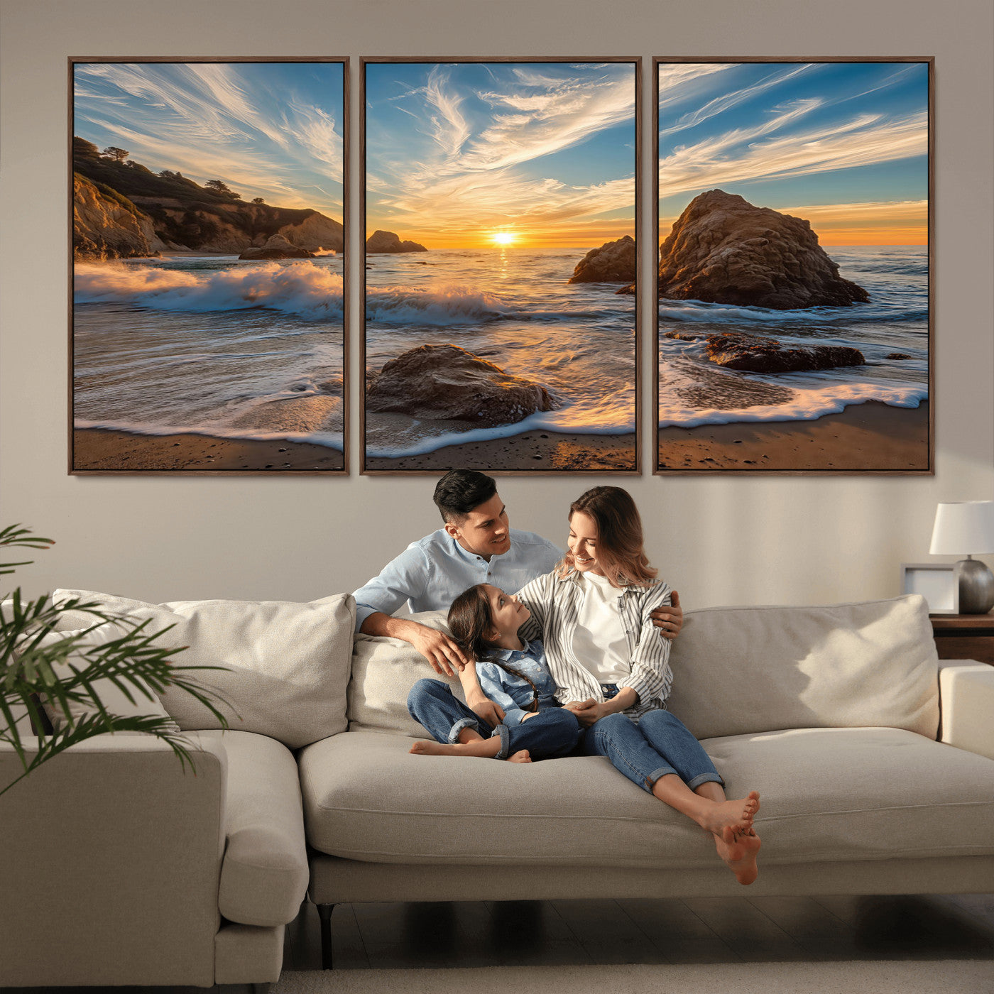 Rocky Ocean Sunset Wall Art Print, Seaside Canvas Wall Art, Dramatic Seascape Canvas Print for Coastal Modern Decor, Ocean Sunset Art Printing