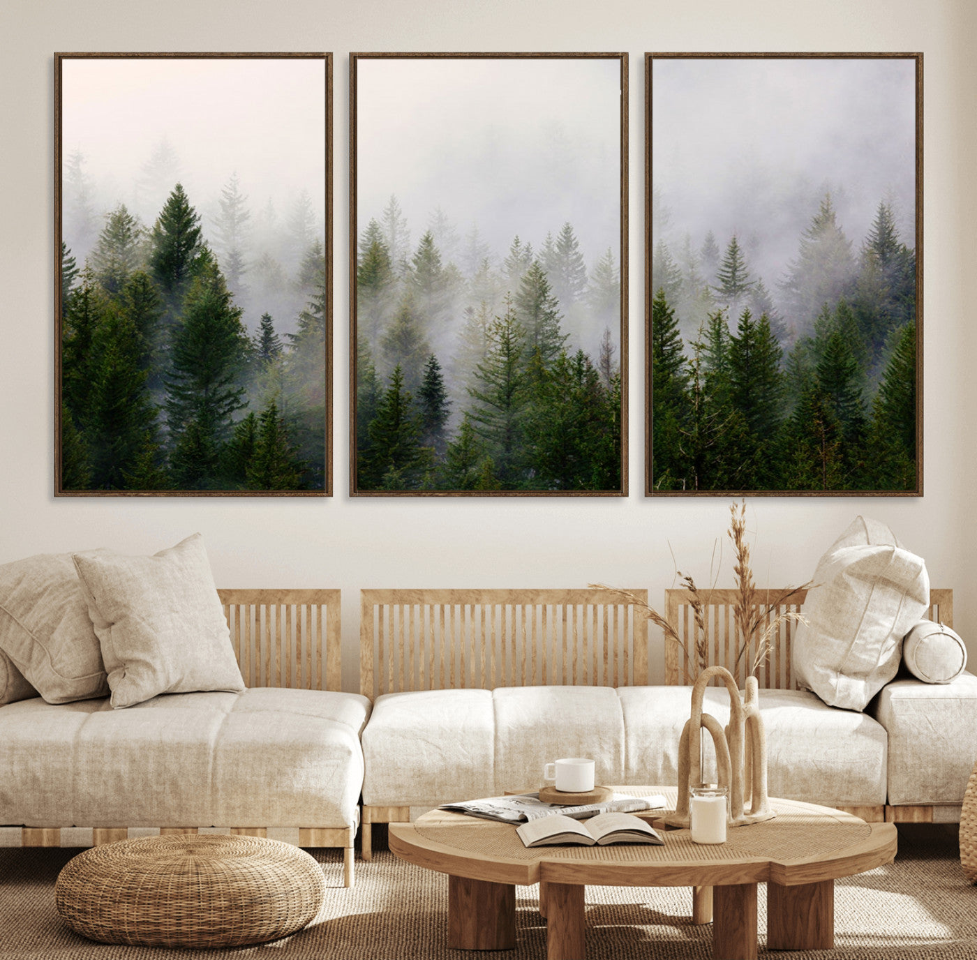 11436-MGV-FC-60X30-3P_Walnut-Framed Custom Canvas Art Print, Framed Custom Print Wall Art - Ready to Hang - Birthday Gift - Wedding Anniversary