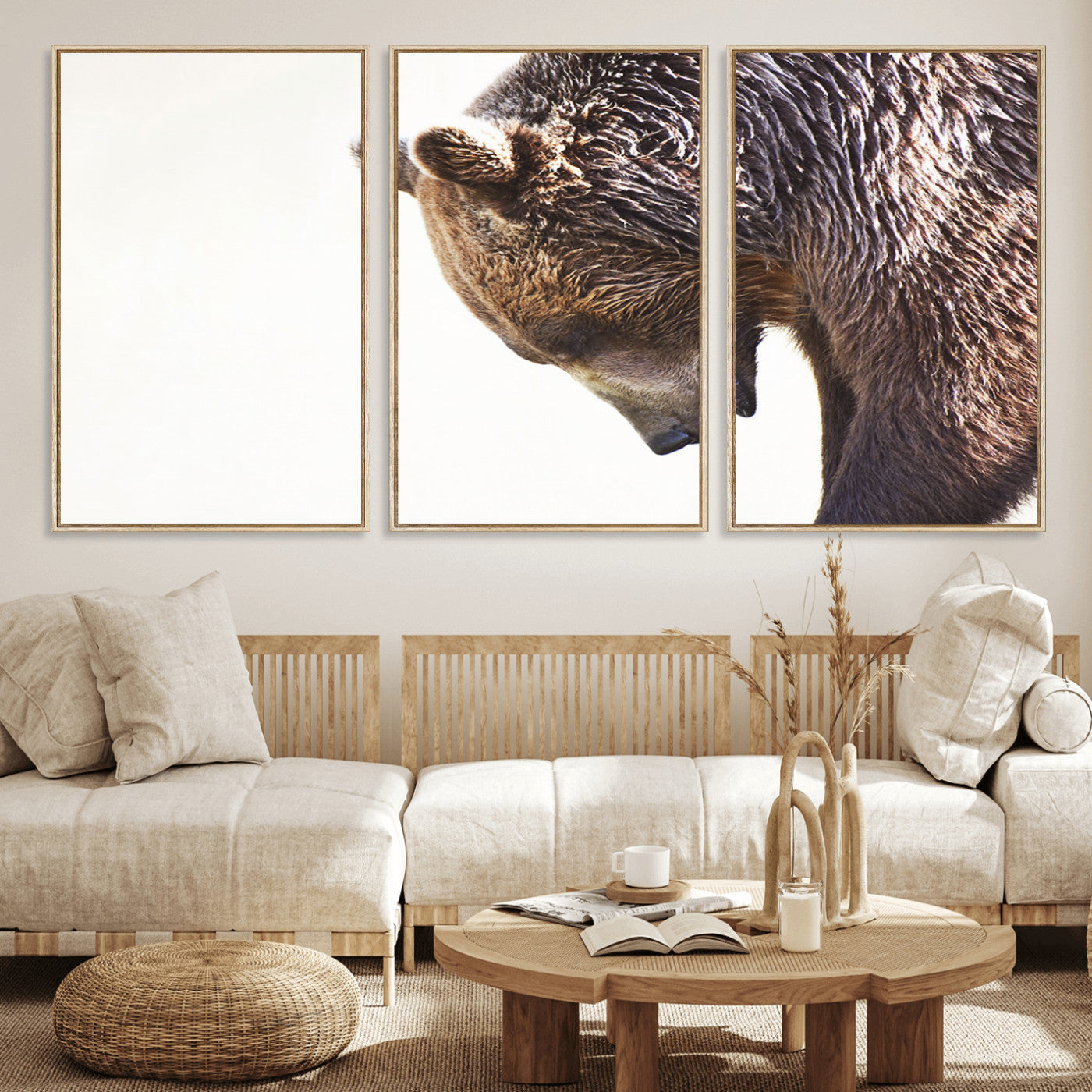 Majestic Bear Portrait - Capture the raw beauty of a bear in a detailed close-up, perfect for your Wall Art Canvas Print collection