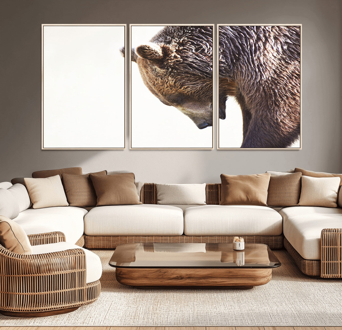 Majestic Bear Portrait - Capture the raw beauty of a bear in a detailed close-up, perfect for your Wall Art Canvas Print collection