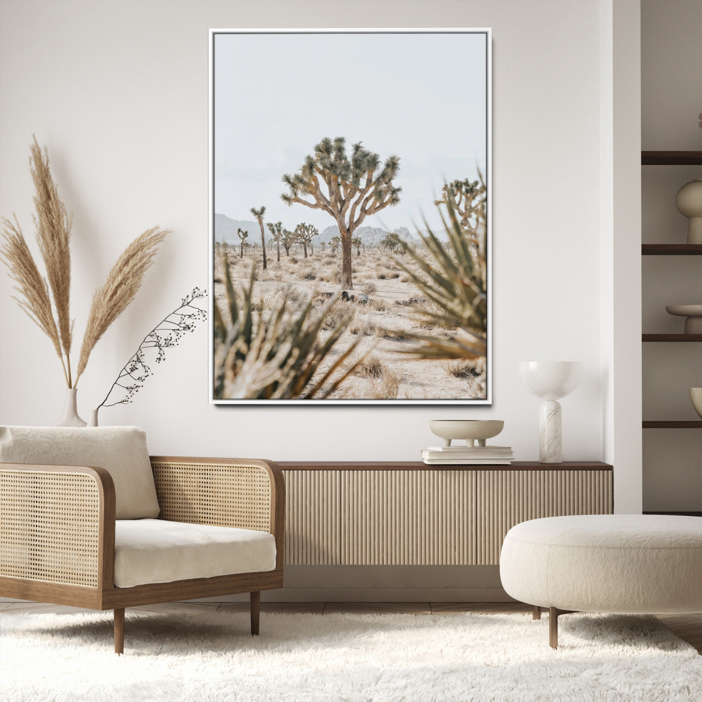 Wall art of a Joshua Tree in soft neutral tones, perfect for desert-inspired or Southwestern minimalist home decor.