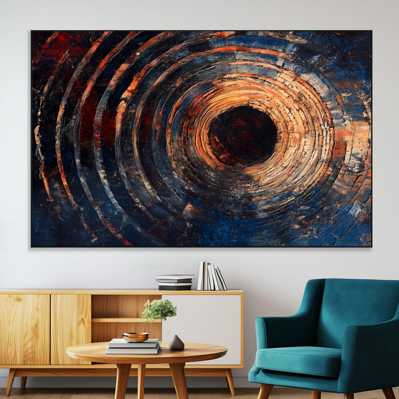 Wood Tree Ring Wall Art Print - Natural Wood Canvas Print, featuring an intricate tree ring pattern with organic textures, perfect for rustic and nature-inspired decor.