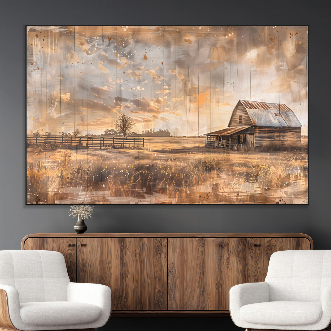 Rustic Farmhouse Wall Decor, Old Barn Painting, Southwestern Canvas Print, Home Improvement, Modern Farmhouse Wall Art, Home Decor,Home Gift