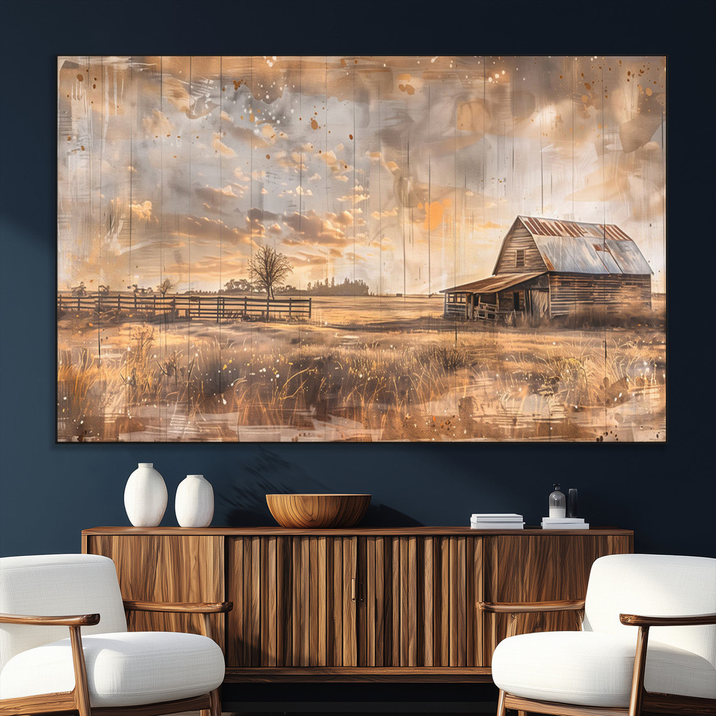 Rustic Farmhouse Wall Decor, Old Barn Painting, Southwestern Canvas Print, Home Improvement, Modern Farmhouse Wall Art, Home Decor,Home Gift