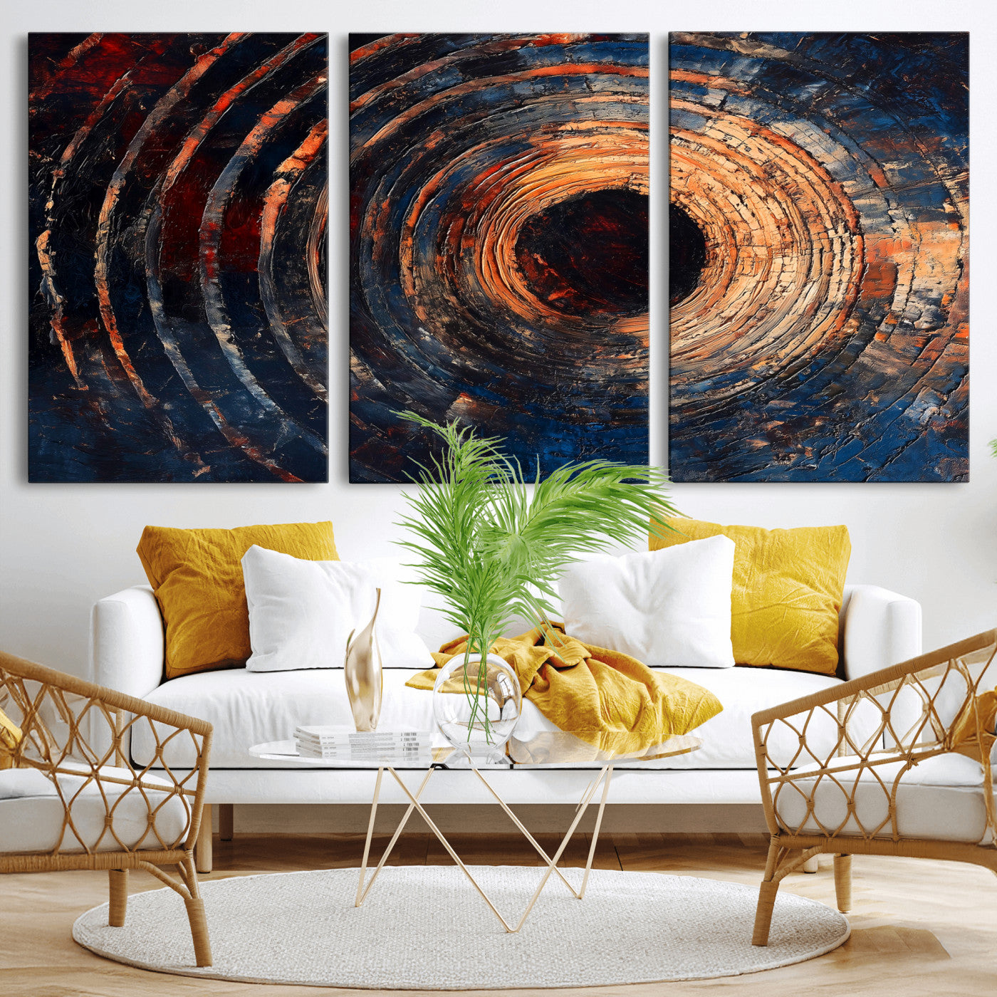Wood Tree Ring Wall Art Print - Natural Wood Canvas Print, featuring an intricate tree ring pattern with organic textures, perfect for rustic and nature-inspired decor.