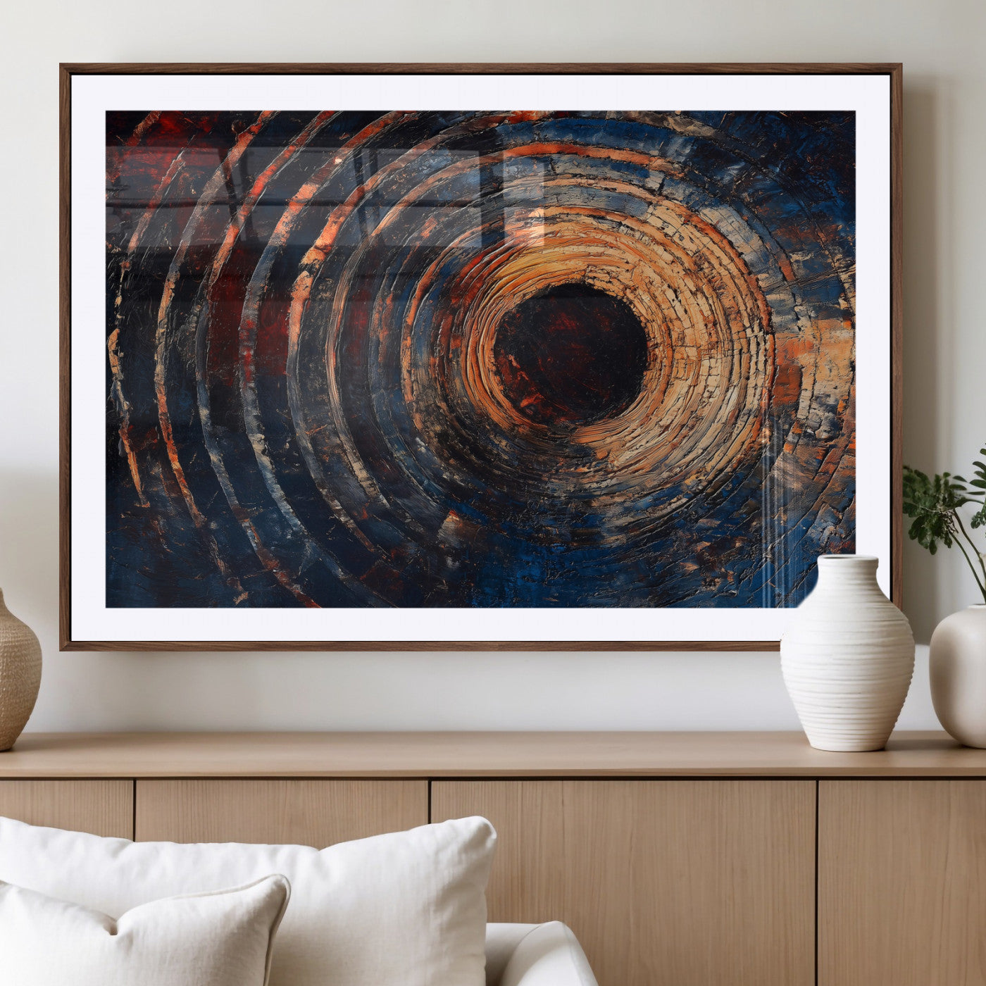 Wood Tree Ring Wall Art Print - Natural Wood Canvas Print, featuring an intricate tree ring pattern with organic textures, perfect for rustic and nature-inspired decor.