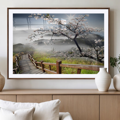 Sakura Cherry Blossom Pathway Canvas Wall Art – Tranquil Walk Through Blossoming Nature – Ready to Hang