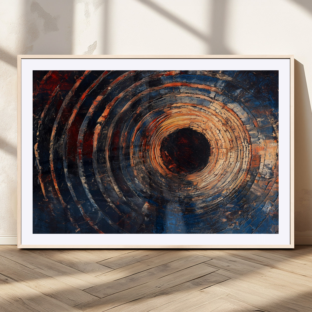 Wood Tree Ring Wall Art Print - Natural Wood Canvas Print, featuring an intricate tree ring pattern with organic textures, perfect for rustic and nature-inspired decor.