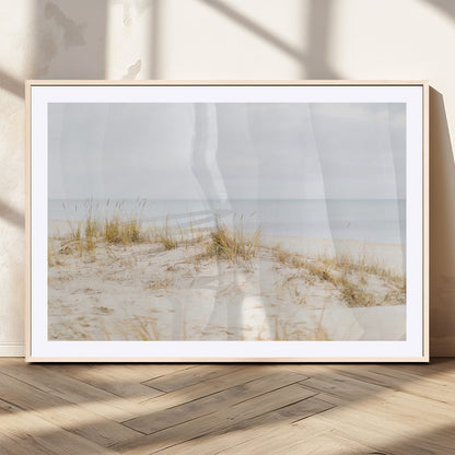 Canvas of soft beach dunes and coastal grasses in neutral tones, perfect for Scandinavian coastal or minimalist nature-inspired home decor.   2/2