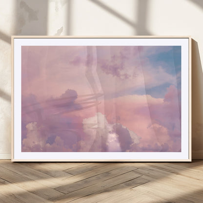 Soft pastel-colored clouds in shades of pink, purple, and blue, creating a dreamy and serene sky perfect for a calming decor touch.