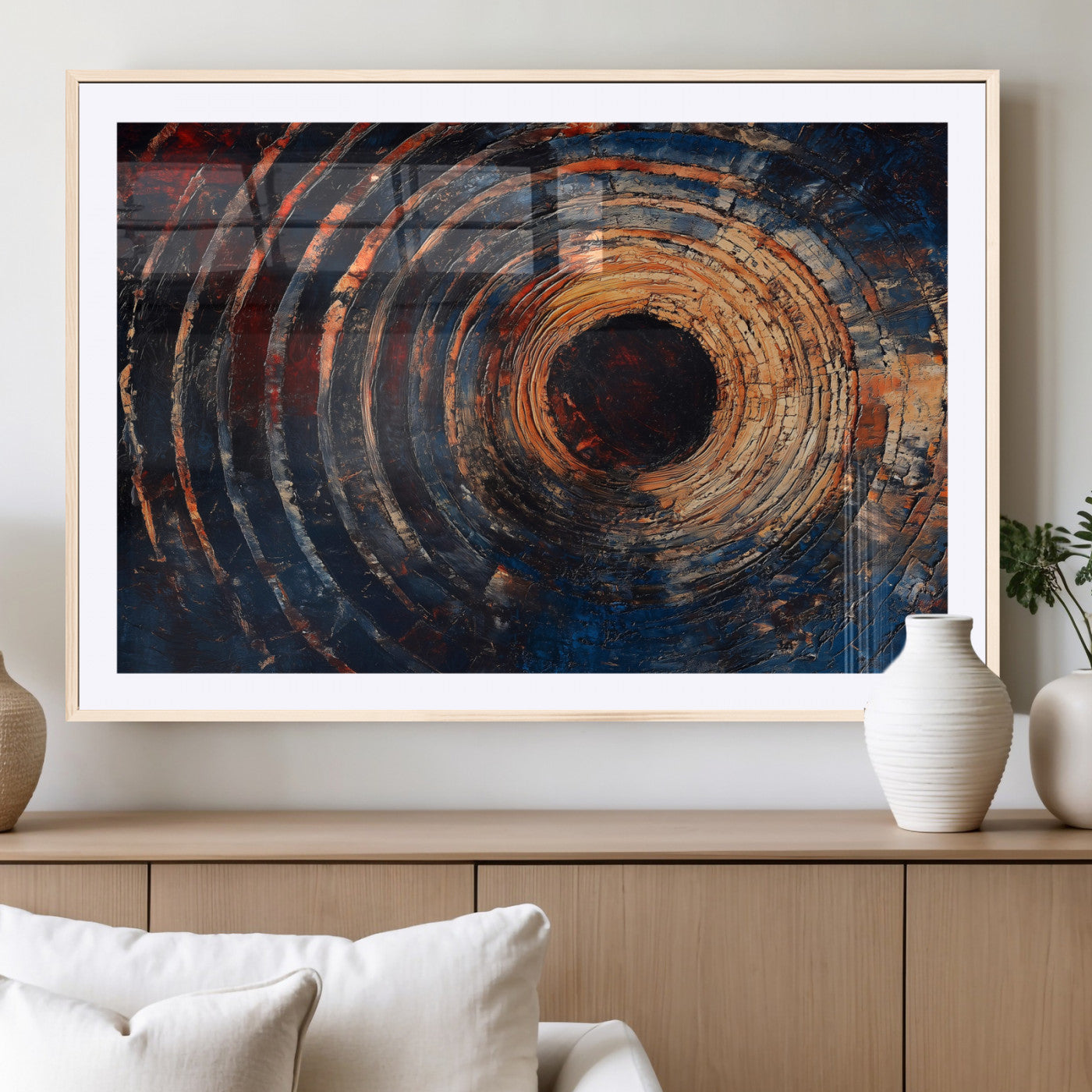 Wood Tree Ring Wall Art Print - Natural Wood Canvas Print, featuring an intricate tree ring pattern with organic textures, perfect for rustic and nature-inspired decor.