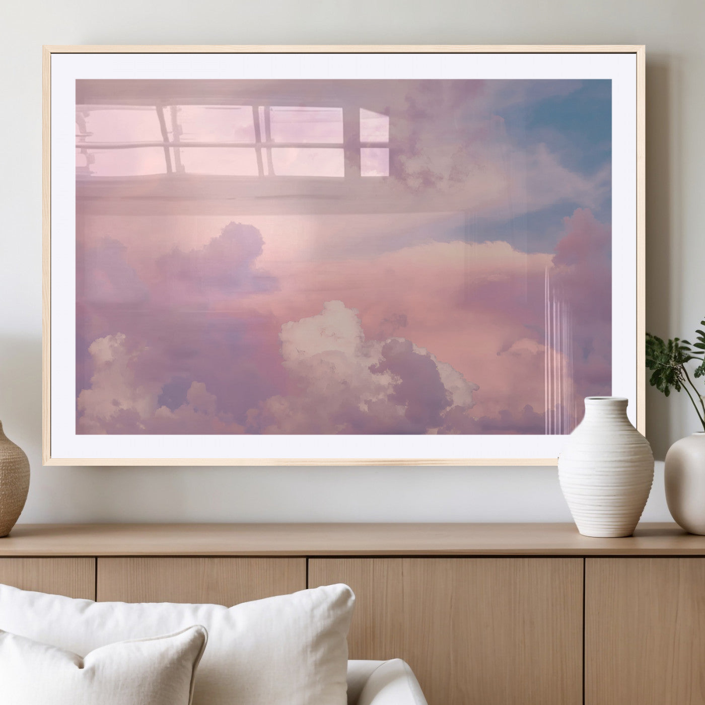 Soft pastel-colored clouds in shades of pink, purple, and blue, creating a dreamy and serene sky perfect for a calming decor touch.
