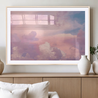 Soft pastel-colored clouds in shades of pink, purple, and blue, creating a dreamy and serene sky perfect for a calming decor touch.