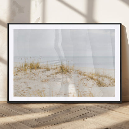 Canvas of soft beach dunes and coastal grasses in neutral tones, perfect for Scandinavian coastal or minimalist nature-inspired home decor.   2/2