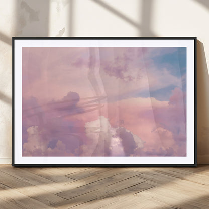 Soft pastel-colored clouds in shades of pink, purple, and blue, creating a dreamy and serene sky perfect for a calming decor touch.
