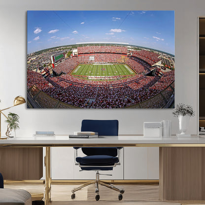 An William Brice-Stadium view of a full football stadium with cheering fans and clear blue skies, capturing the excitement and energy of the game.